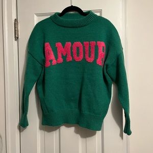 Amour graphic sweater, new tags on